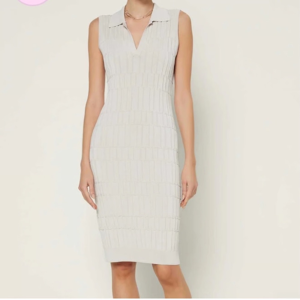 Anthropologie Current Air Sleeveless Collared Textured Midi Polo Style Dress